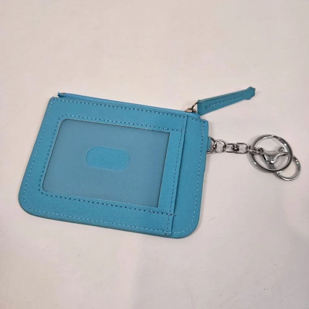 Badtz-Maru Blue Zip Top Coin Purse & ID Wallet Card Holder with Keychain